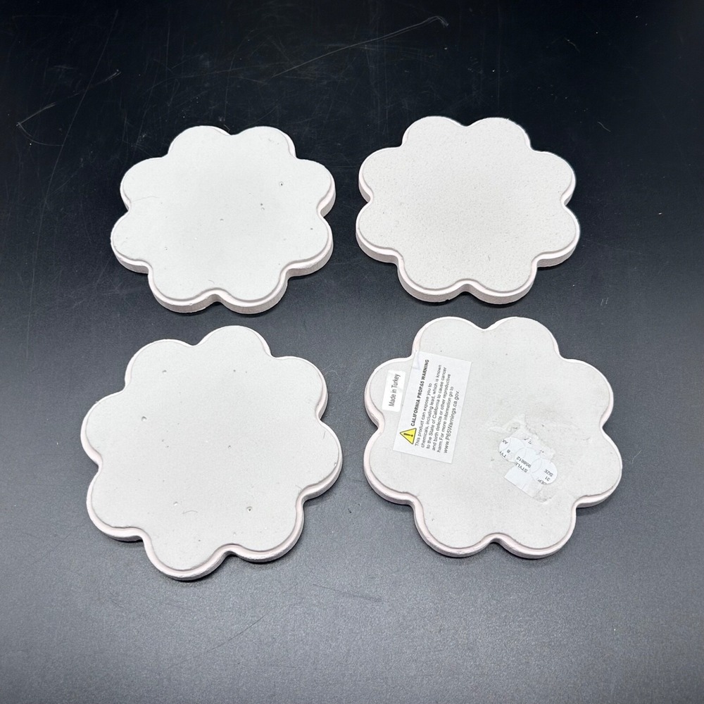 Set Of 4 Turkish Ceramic Coasters Design Made In Turkey Blue White Flower New - Picture 6 of 6